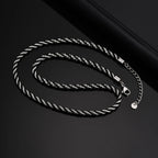 Vnox 3.8mm Rope Chain Necklaces for Men, Stainless Steel Adjustable Twisted Sigapore Link Choker, Casual Punk Rock Male Collar﻿