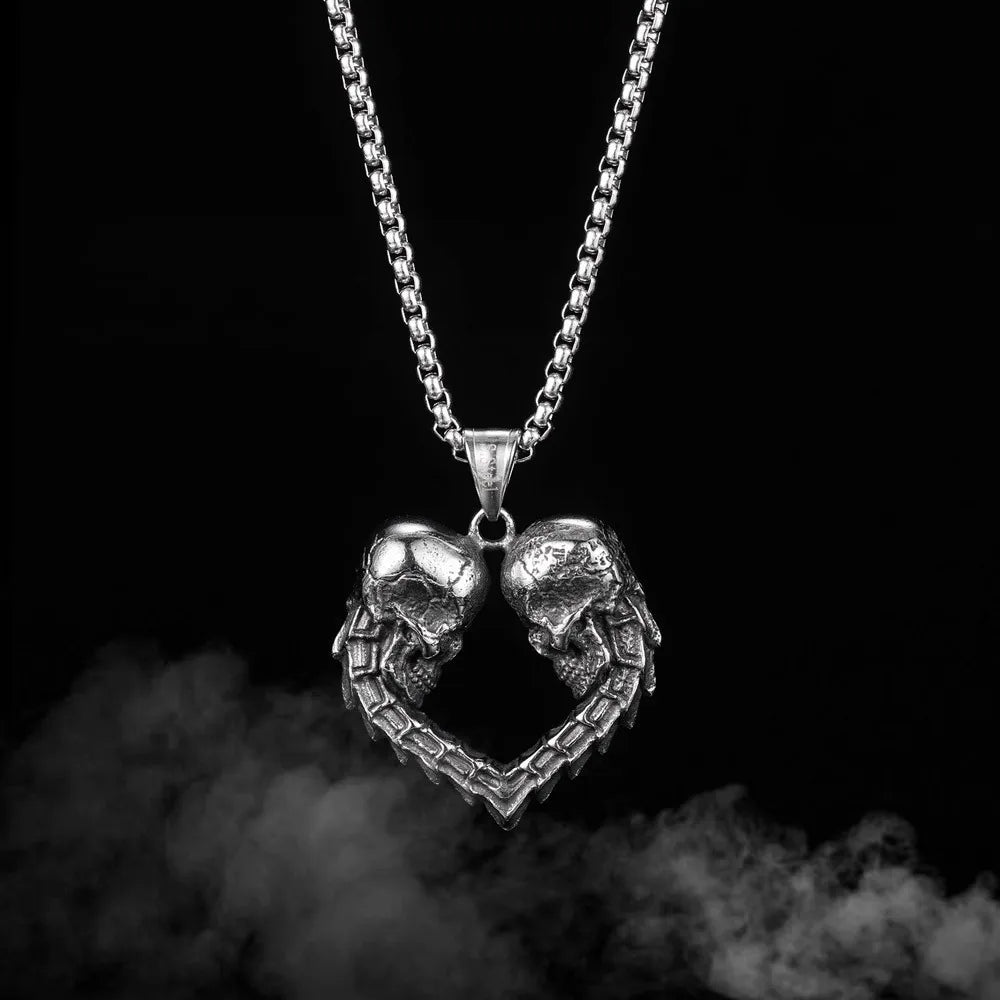 Skull Steel Pendant European American Double Love