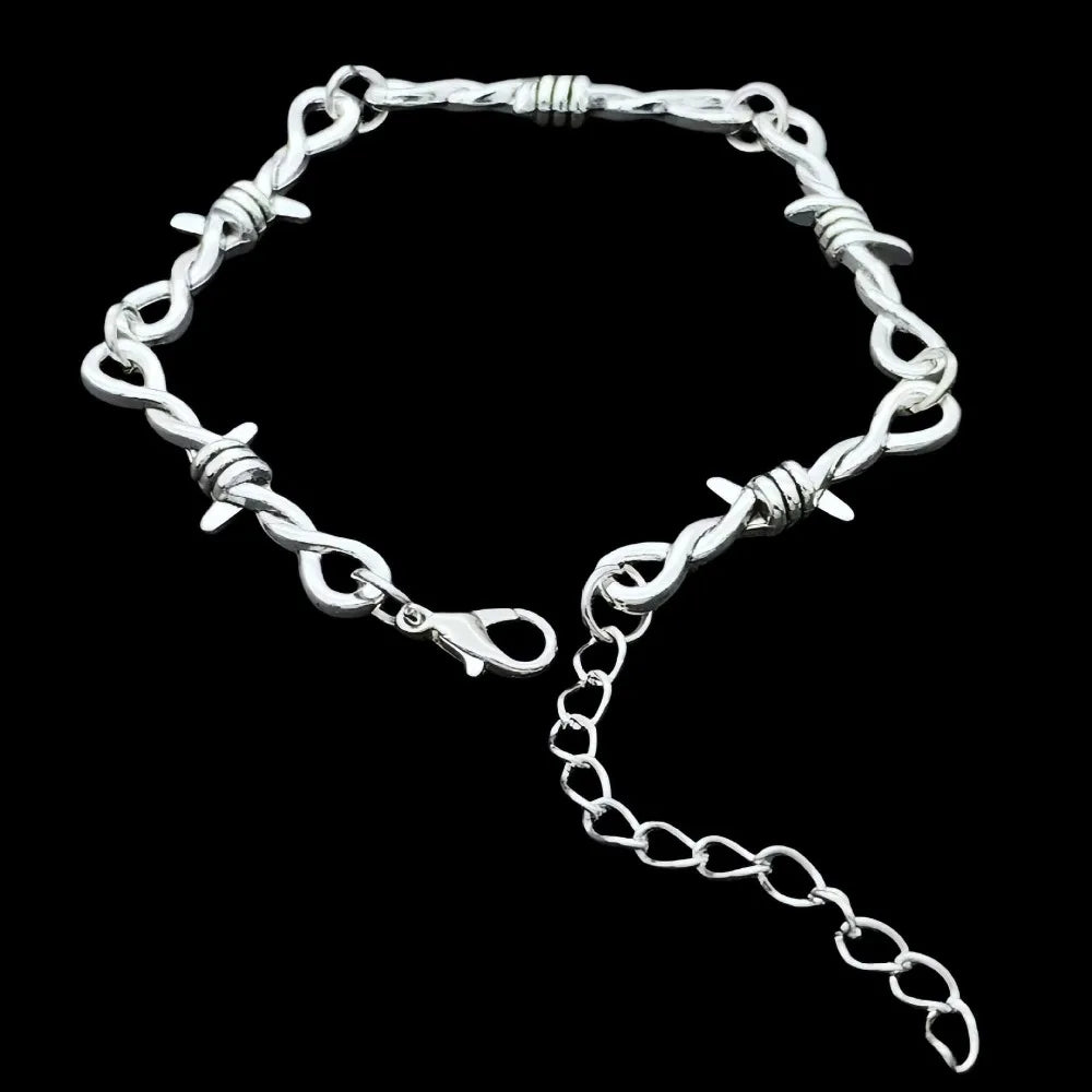 Silver Star Sword Pendant Thorn Chain Bracelet