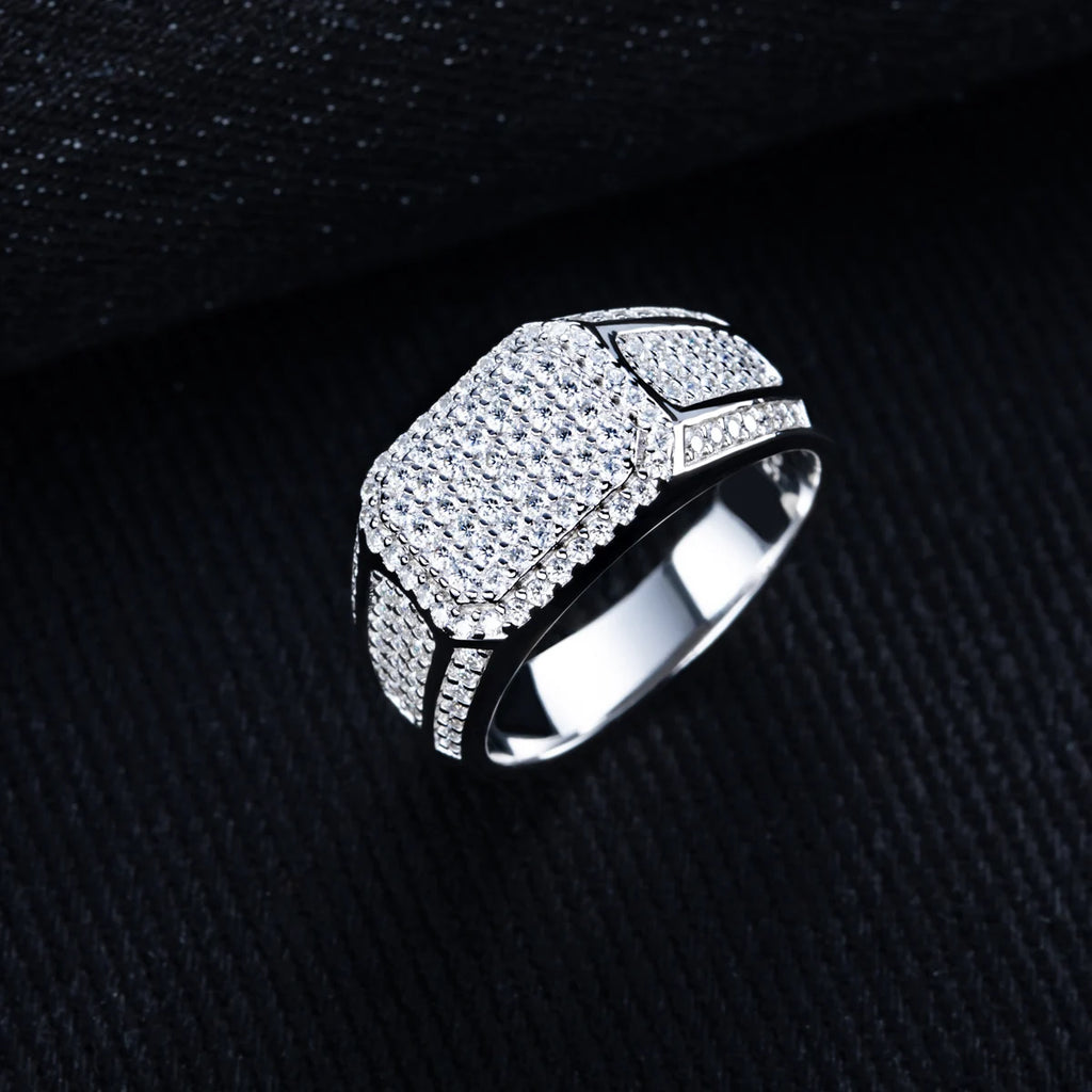 Iced Out Moissanite Ring — 925 Silver