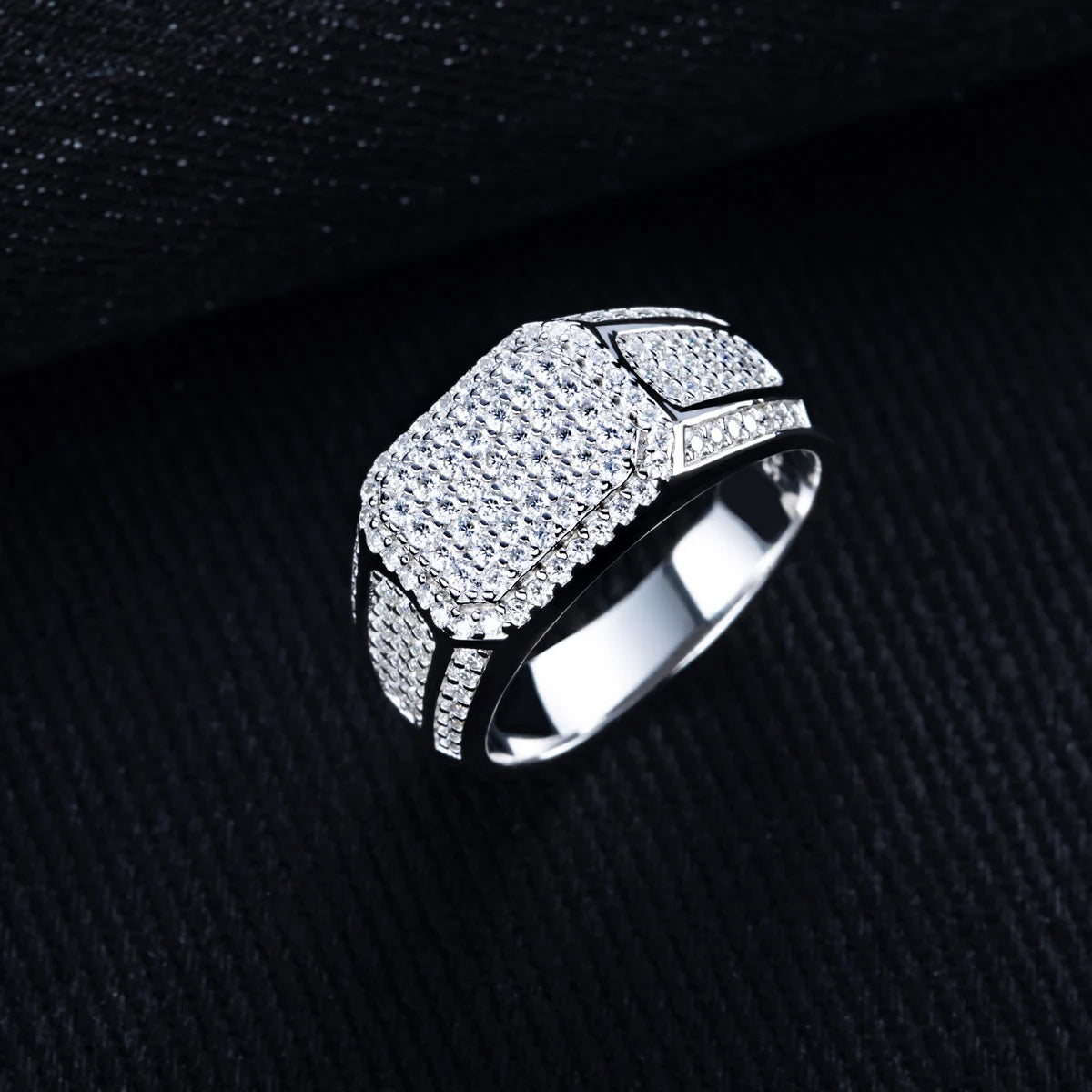 Iced Out Moissanite Ring — 925 Silver