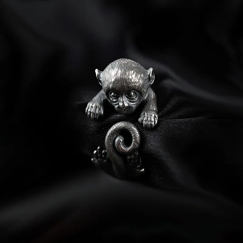 New Arrival Vintage Monkey Animal Design Thai Silver Unisex Party Ring Jewelry For Women Men Birthday Gifts