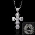 Iced Out Tennis Cross Pendant Necklace
