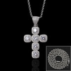 Iced Out Tennis Cross Pendant Necklace