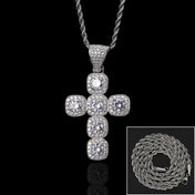 Iced Out Tennis Cross Pendant Necklace