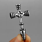 Retro Simple Nordic Viking Wolf Cross Amulet 316L Stainless Steel Pendant Necklace Jewelry Gift