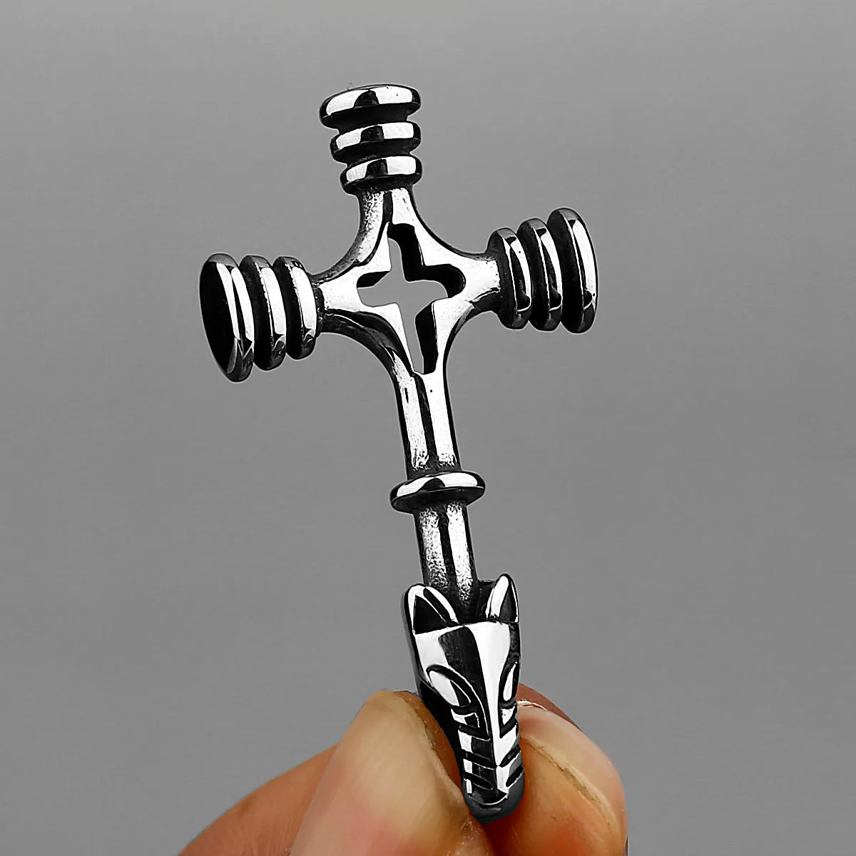 Retro Simple Nordic Viking Wolf Cross Amulet 316L Stainless Steel Pendant Necklace Jewelry Gift