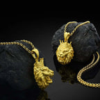 Crown Lion Head Pendant Necklace — Stainless Steel