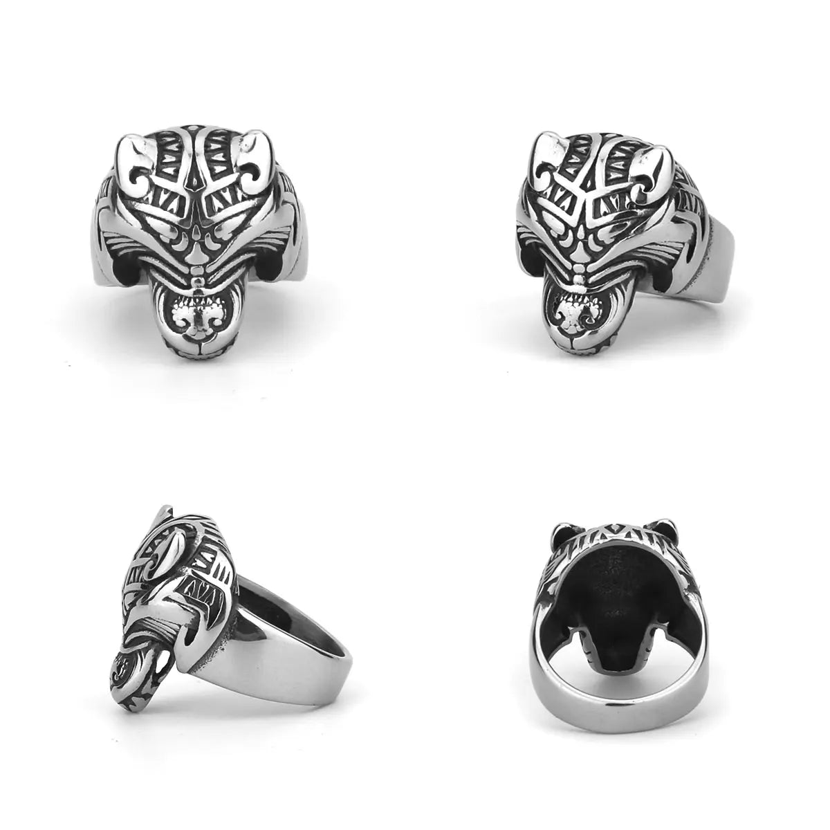 Viking Wolf Head Biker Ring — Stainless Steel