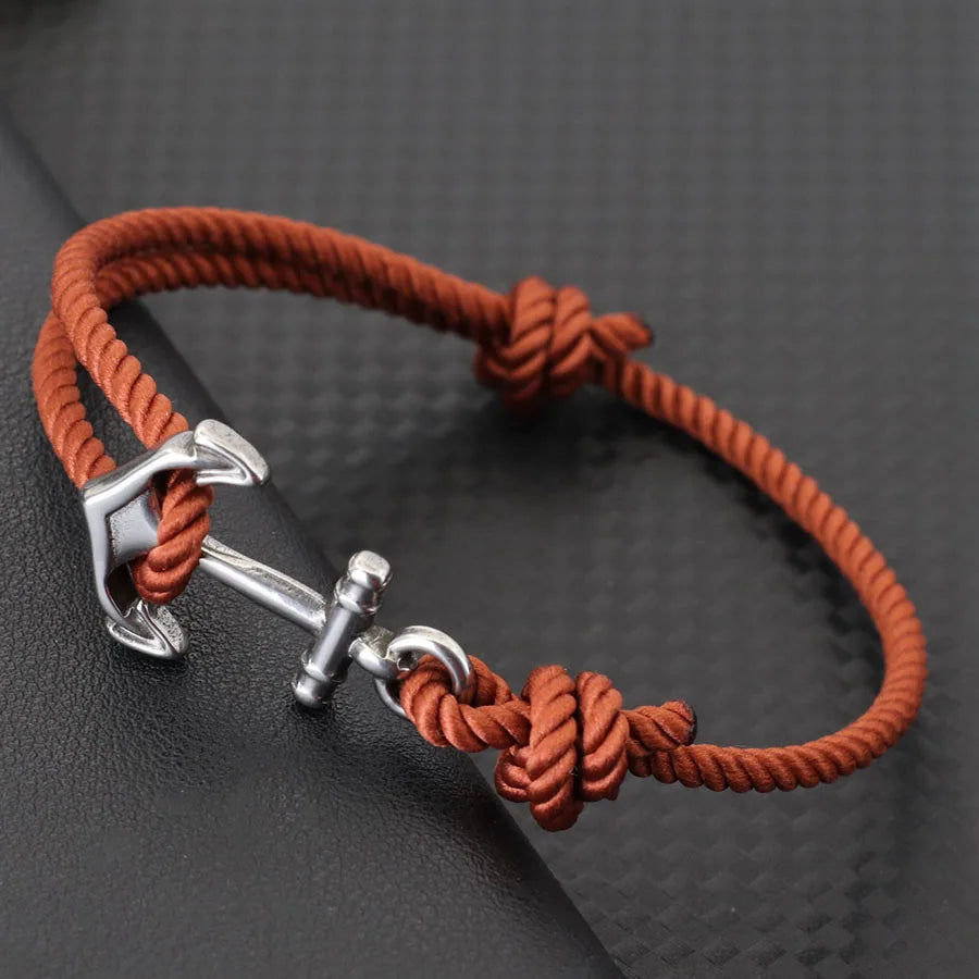 Nautical Anchor Grade A String Bracelet Men Women Braided Sliding Adjustable Braslet Adventure Surfing Hombre Jewelry