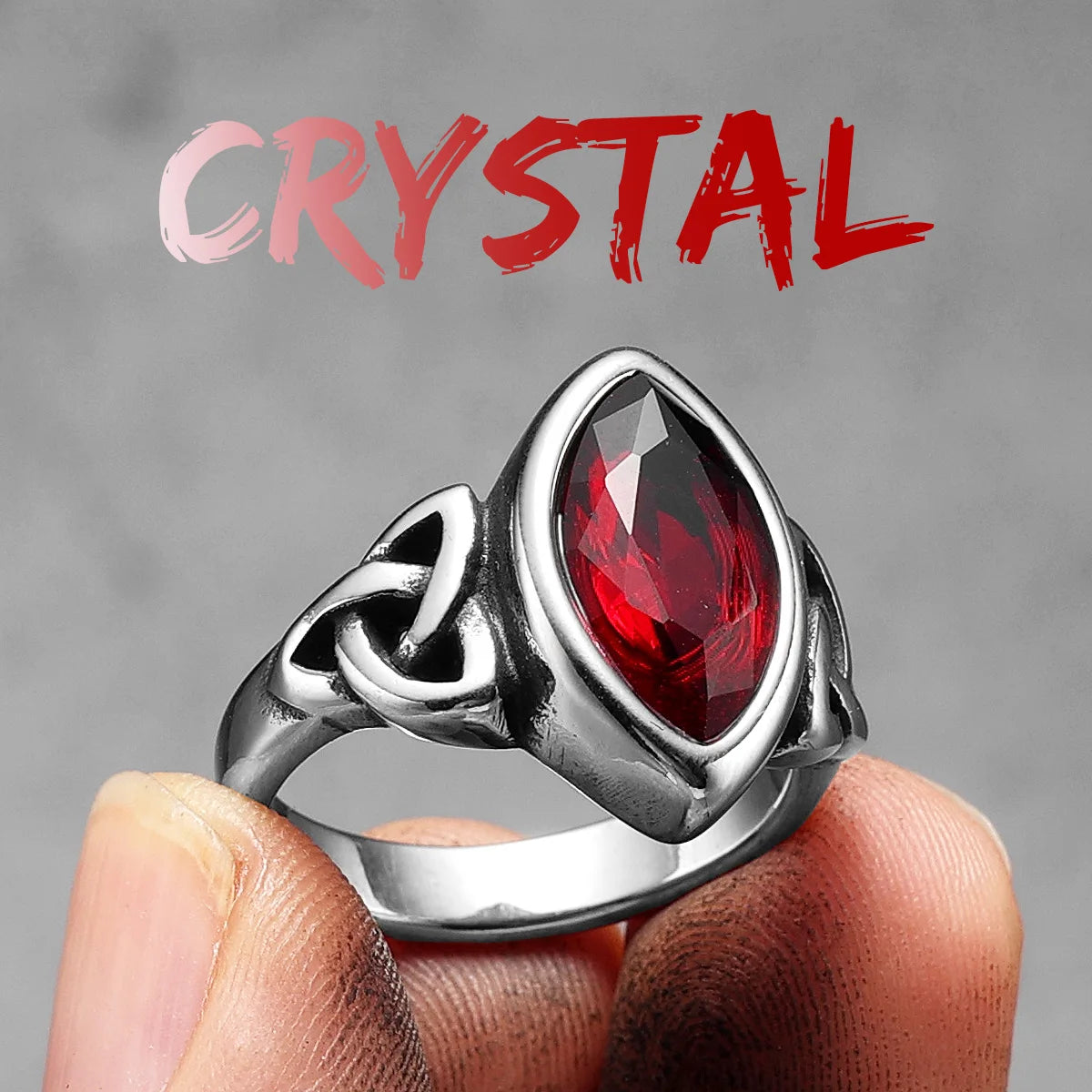 Celtic Knot Gemstone Ring — Stainless Steel