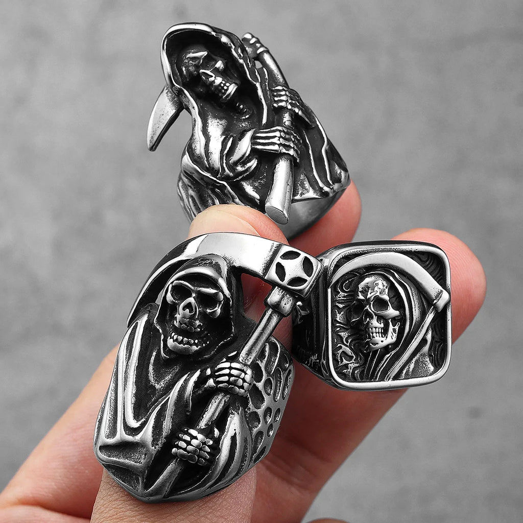 Grim Reaper Skull Ring — Stainless Steel