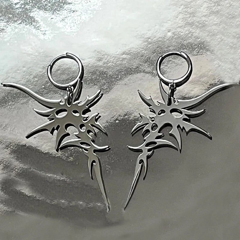 Grunge Accessories Thorns Letter Earrings Punk Charm Drop Earring for Women Irregular Earring Korean Fashion Jewelry