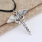 Percy Jackson Necklace Angle Wings Snake Ouroboros Magic Wand Caduceus Asclepius Pendant New Emergency Medical Jewelry