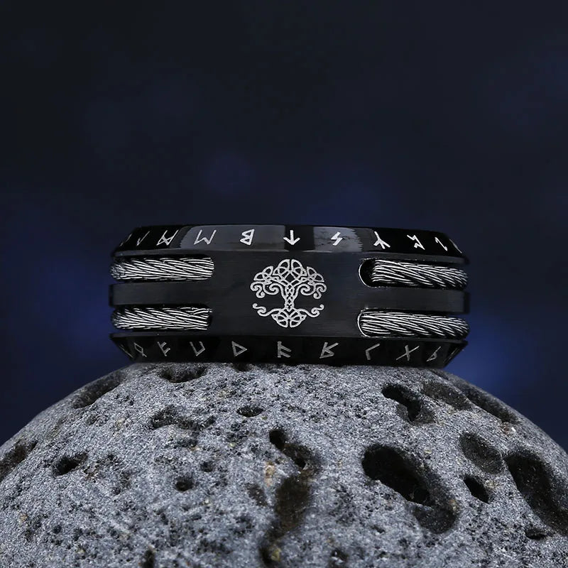 2024 NEW Men's 316L stainless-steel rings retro Odin Viking rune for teen RING Amulet fashion Jewelry Gift Valentine's day Gift