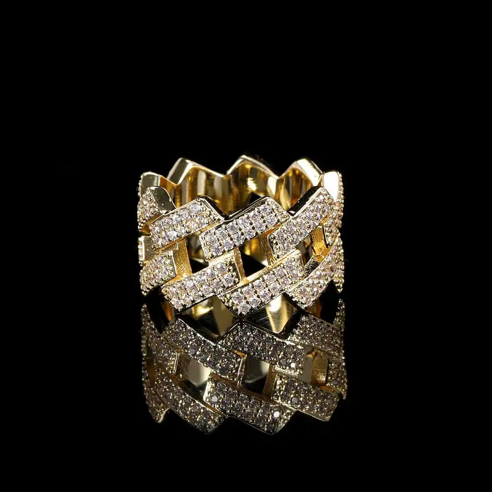 Iced Out Cuban Ring Stainless Steel 14MM