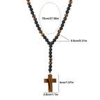 Cool Fashion Matte Black Round Beads Tiger Eye Stone Pendant Necklace for Men and Women