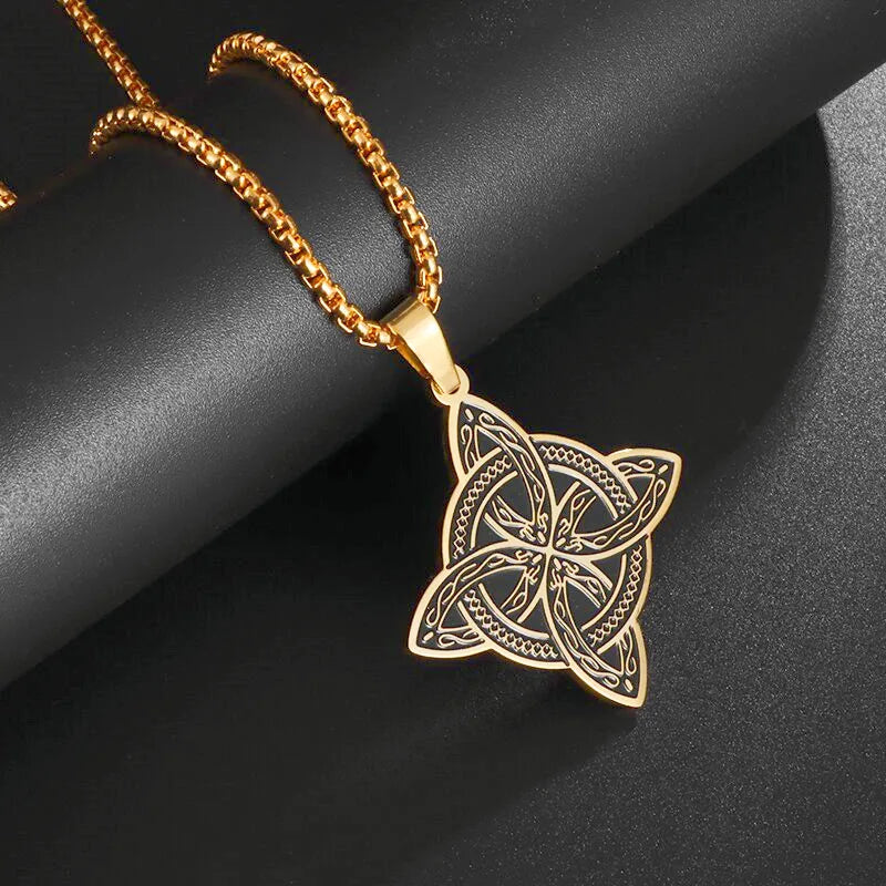Celtic Witch Knot Pendant Necklace — Steel