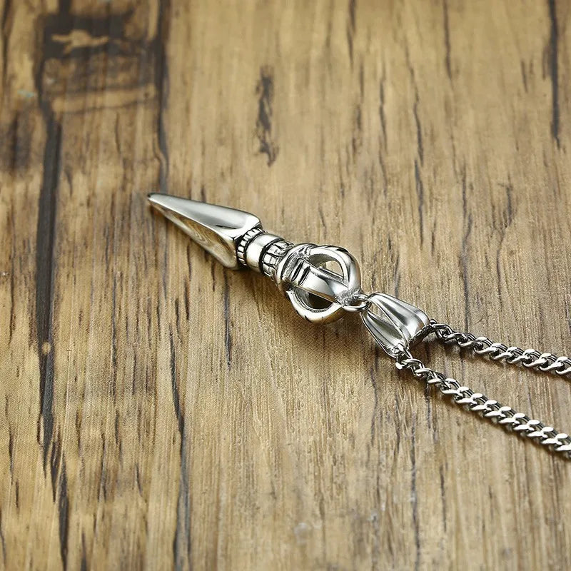 Tibetan Vajra Dagger Pendant Necklace — Stainless Steel