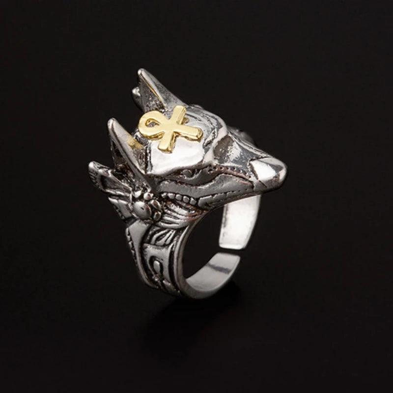 Wolf Anubis Steel Ring Death Head Self Defense