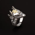 Wolf Anubis Steel Ring Death Head Self Defense