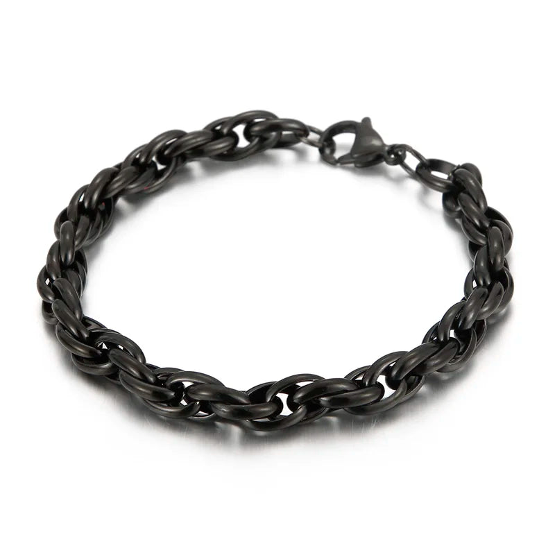 7/11mm Twisted Chain Bracelet for Men Woman Stainless Steel Charm Men's Wristband Gold Color Bangles Bracelets Jewelry