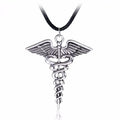 Percy Jackson Necklace Angle Wings Snake Ouroboros Magic Wand Caduceus Asclepius Pendant New Emergency Medical Jewelry