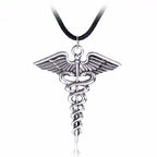Percy Jackson Necklace Angle Wings Snake Ouroboros Magic Wand Caduceus Asclepius Pendant New Emergency Medical Jewelry