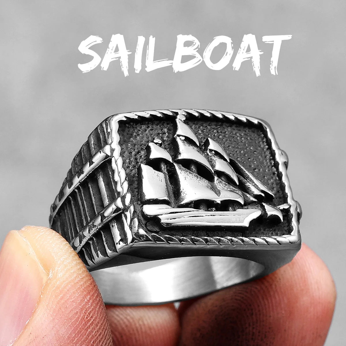 Anchor Lighthouse Ring — Stainless Steel