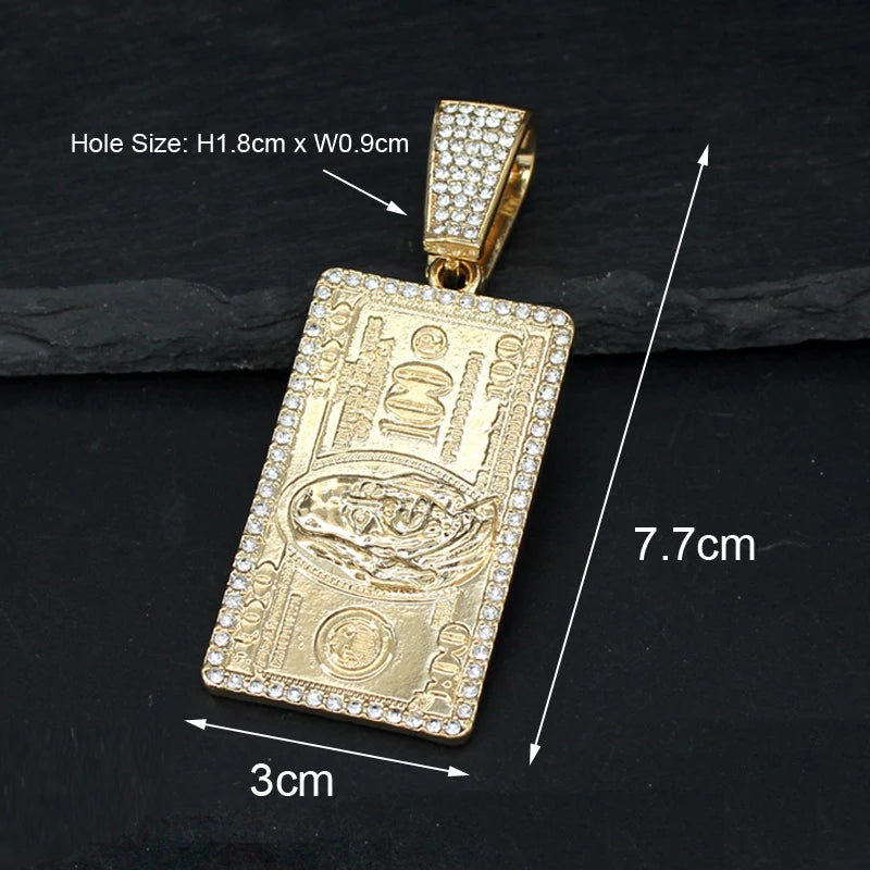 Women Men Hip Hop Jewelry Bling Rhinestone Dollar Sign Money Bag One Hundred Dollar Pendant For Iced Out Necklace Jewellery