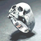 Jianjie Men's Light Luxury Skull Ring Motorcycle Biker Punk Style Men Rings Unique Personality Accessories Trend