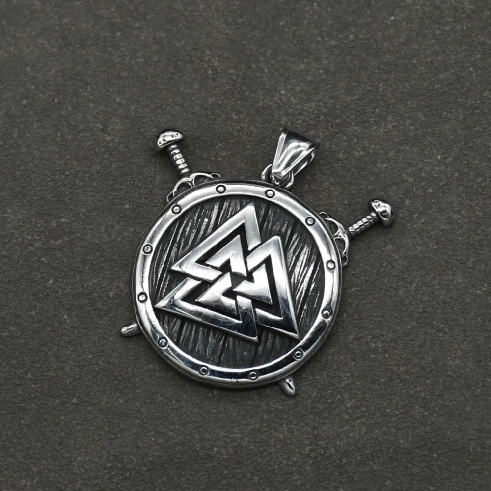 Stainless steel Nordic Rune Thor\'s Hammer Pendant Odin Celts Valknut Thors axe Necklace Men's Amulet Jewelry