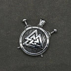 Stainless steel Nordic Rune Thor\'s Hammer Pendant Odin Celts Valknut Thors axe Necklace Men's Amulet Jewelry