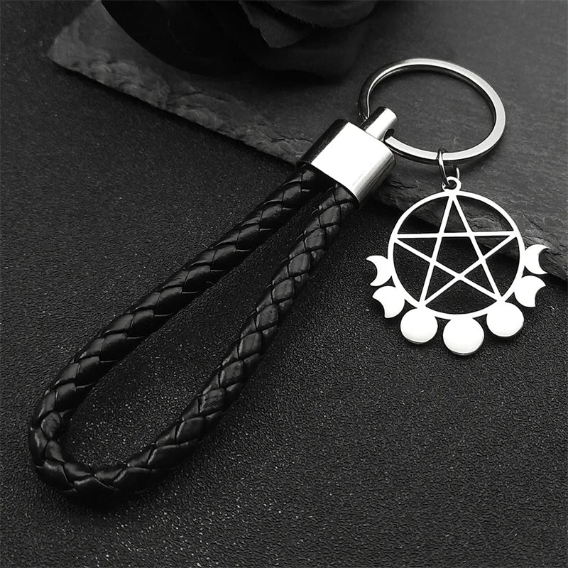 Star Key Gold Pendant Goth Witchcraft Satan Pentagram