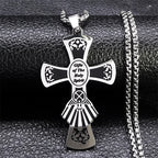 Christian Christ Eucharist Halo Grape Juice Cross Necklace Stainless Steel Men Women Catholic Holy Spirit Church Chain