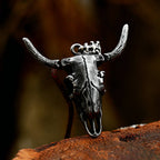 Black Bull Head Skull Pendant — Stainless Steel