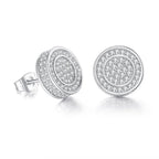 Iced Out Round Stud Earrings — Gold