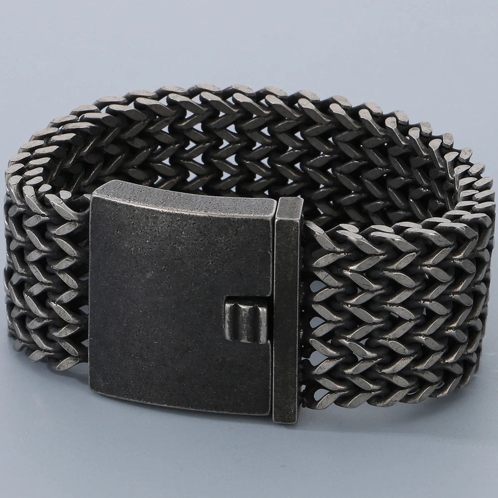 Massive 30MM Width 22CM Long Square Franco Chain Man Bracelet for Men Casting 316L Stainless Steel Men's Bracelets &