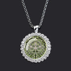 Aztec Calendar Pendant Necklace — Ancient Mexico Art, Rhinestone