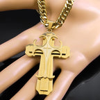 Cross Steel Pendant Layered Collar Hombren6134