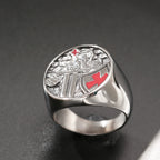 Templar Red Cross Signet Ring — Stainless Steel