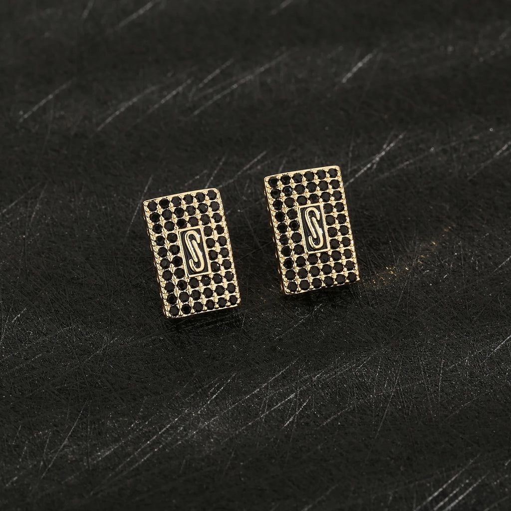 ‌ Brass Earrings with Zirconia Stones Square Minimalist Stud Earrings for Women Hot Sale Fashion Jewelry Gift