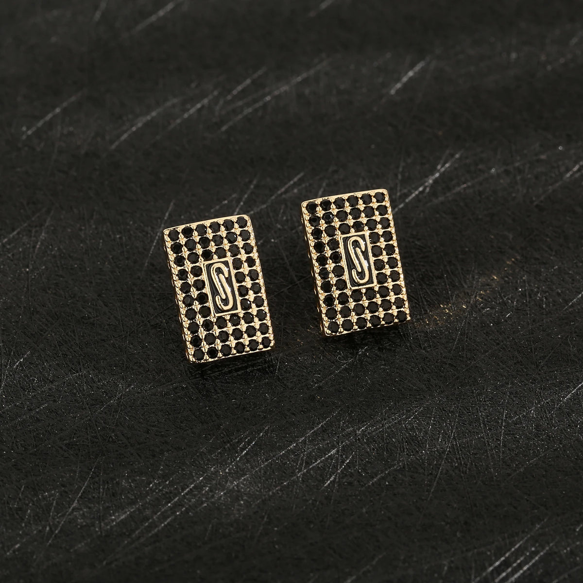 ‌ Brass Earrings with Zirconia Stones Square Minimalist Stud Earrings for Women Hot Sale Fashion Jewelry Gift