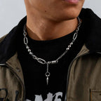 Rivet Statement Chain Choker Necklace — Stainless Steel