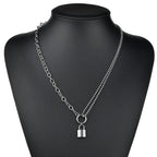 Fashion Chain Link Choker Heart Lock Cross Necklace Pendant For Women Men Silver Color Goth Jewelry Party Punk Long Necklaces