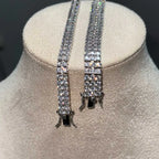 Nuoya Hot Selling 3MM Double Row Cubic Zirconia Tennis Bracelet Silver Gold Plated Wholesale Hip Hop Chain Jewelry