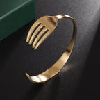 Fashion Design Stainless Steel Curved Tableware Fork Open Bracelet Men and Women Personality Charm Hip Hop Casual