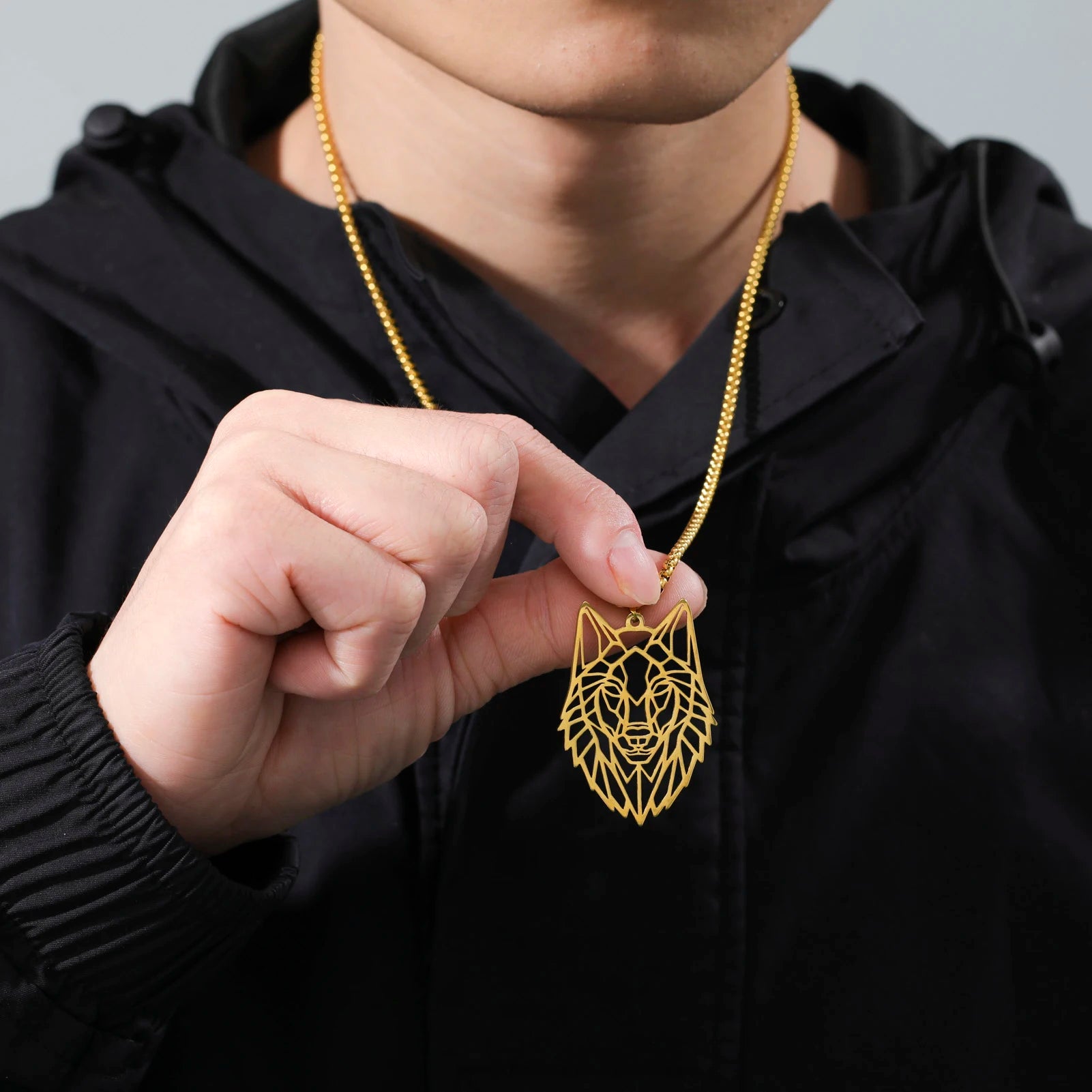 My shape Wolf Necklace for Men Women Stainless Steel Necklaces Men's chain Fashion Animal Male Necklace Punk Jewelry