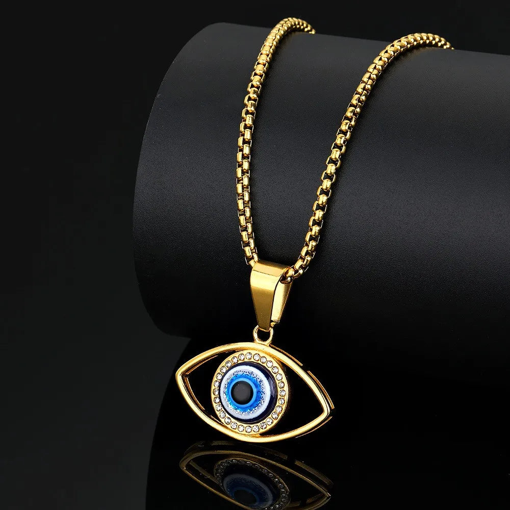 Nwe Vintage Eye of Fortune Pendant Necklace for Women Steel and Titanium Personality Gothic Chain Necklaces Jewelry Gift