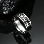 My Shape Vintage Fire Flame Totem Vine Cross Rings for Men Black Paint Punk Stainless Steel Finger Rings Male Jewelry